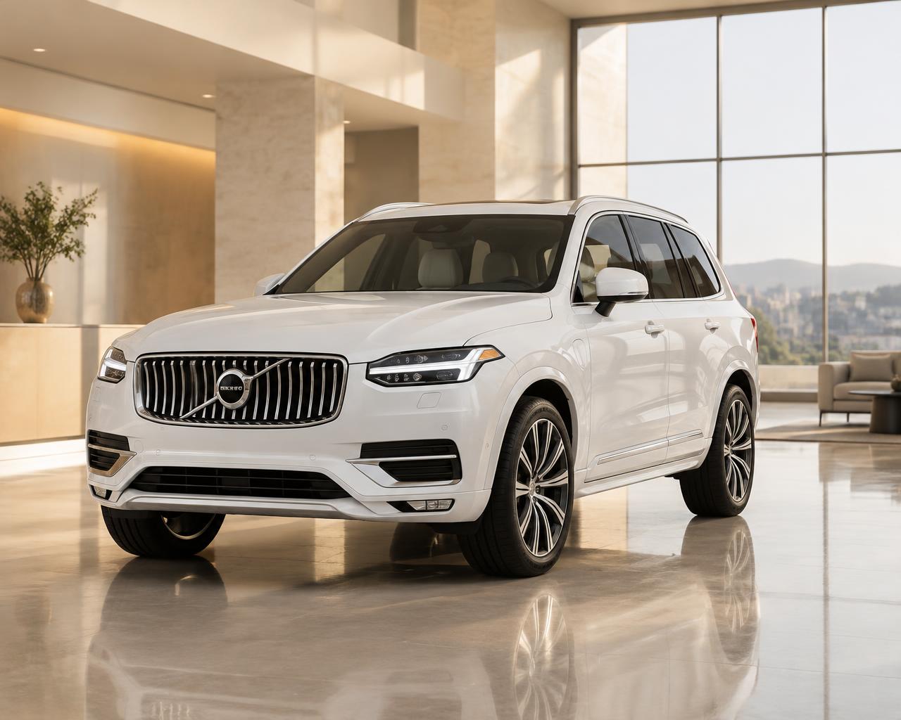SUV branco moderno em showroom corporativo